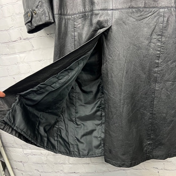 |•REAL SEAL STATE OF OKLAHOMA•| 100% Leather Vintage Trench Coat Size Large - Picture 8 of 12